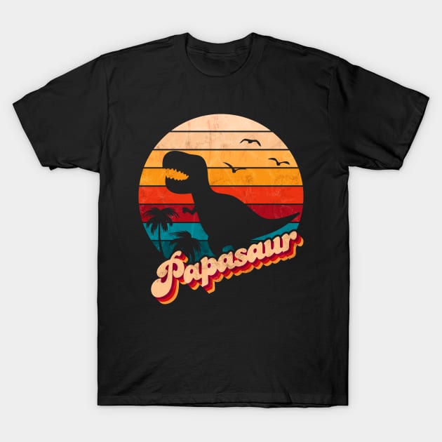 Vintage Fathers Day Papasaur T-Shirt by Jennifer